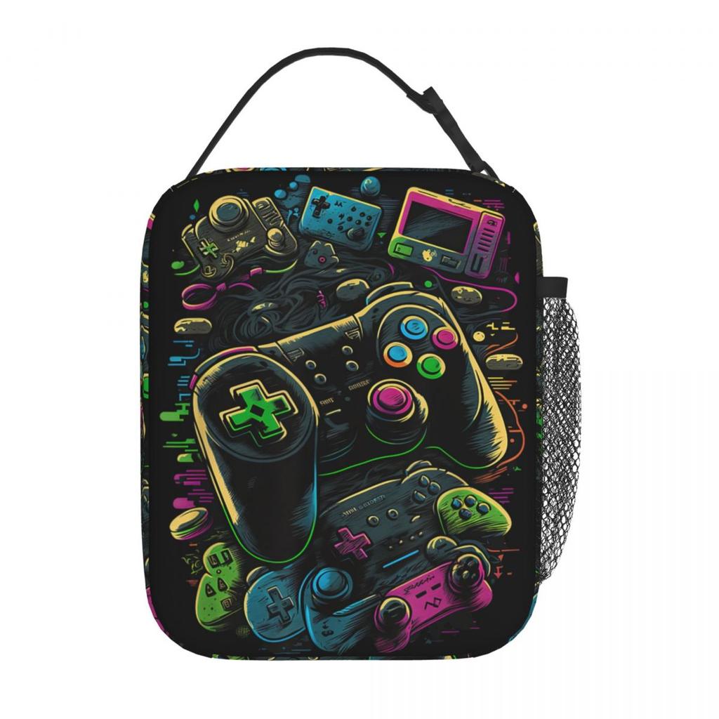 Control All The Things Video Game Controller Lunch Bag Portable Lunch Box Travel Cooler Bag Funny Oxford Thermal Tote Handbags