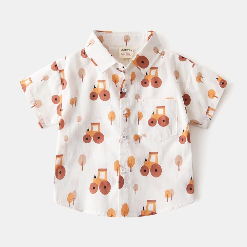 

Рубашка с принтом для мальчиков, детская рубашка с коротким рукавом, детская модная рубашка с принтом 110