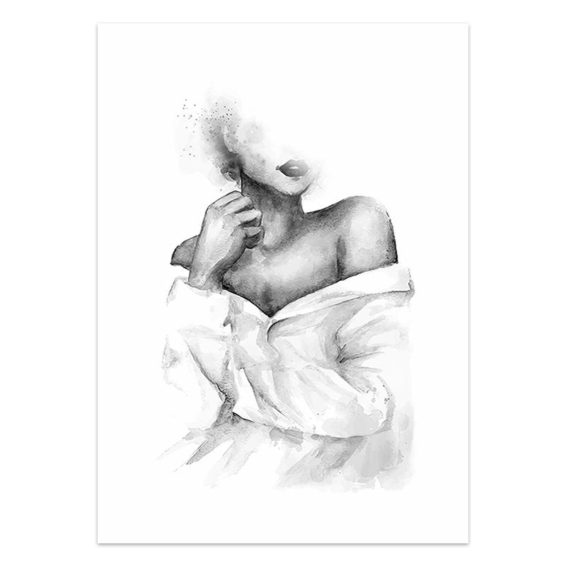 Nordic Minimalist Poster and Print Shoulder Kiss Hand Wall Art Canvas Painting Black White Art Pictures Living Room Home Decor