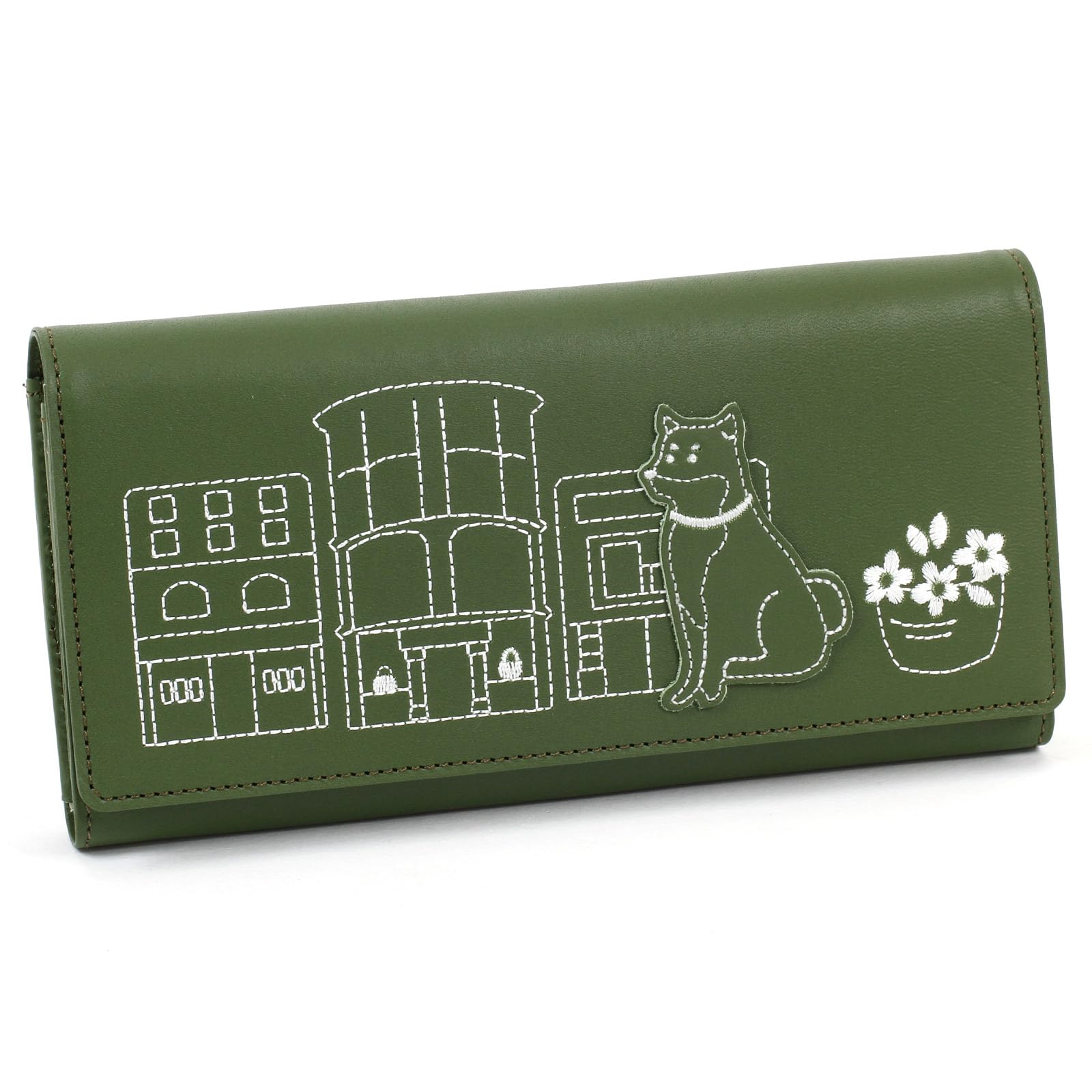 

Motomachi Dog Long Wallet PH0802 Khaki 33334 [Kitamura] (Shiba Inu) [Green]