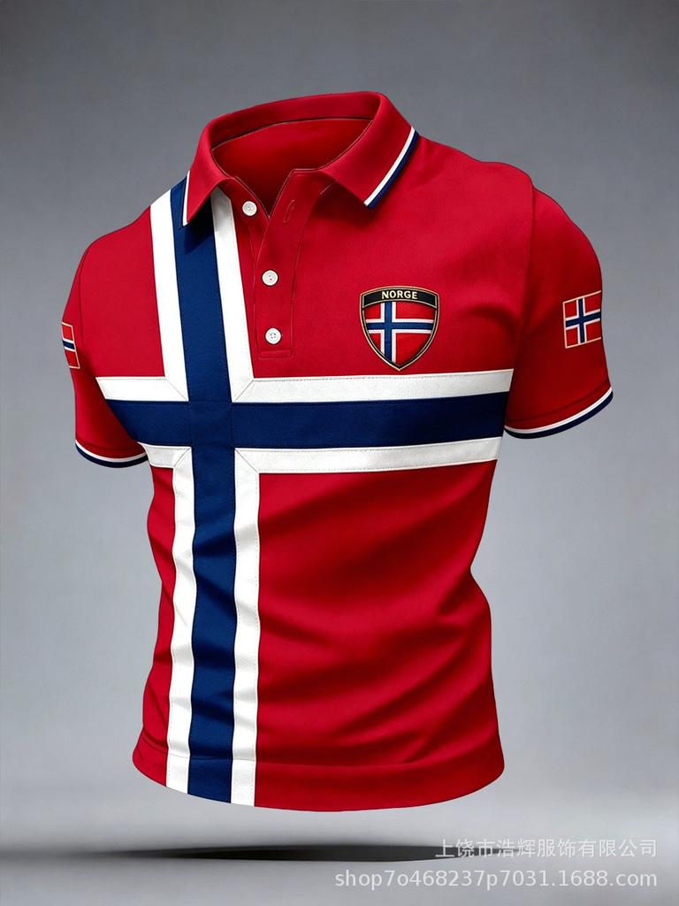 New 3D Printed Men's Retro Fashion Casual Summer Lapel Polo Shirt Top