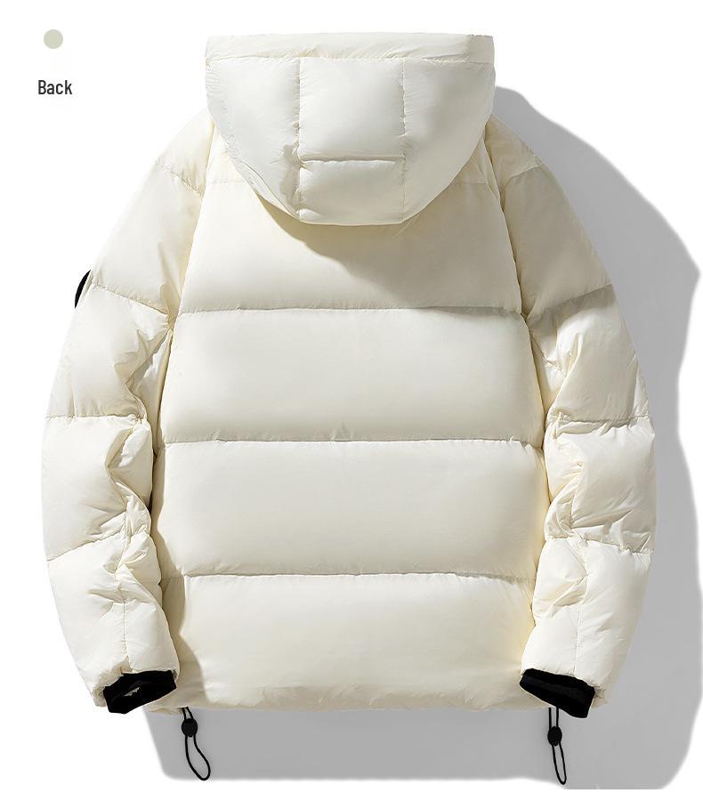 Men's Winter Thickened White Duck Down Jacket - Youth Warm Trendy Hooded Puffer Outerwear