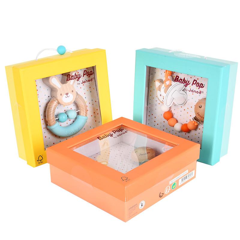 Newborn Baby Toys Hundred Days Wooden Gift Box For Children, Full Moon Baby Soothes Bear, Rattles, Grinds Teeth And Bites
