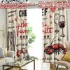 2D Flat Printing  2pcs Cute Chef Dining Quote Contemporary Modern Curtains Versatile Fabric Curtains Decorations Outdoor Suitable