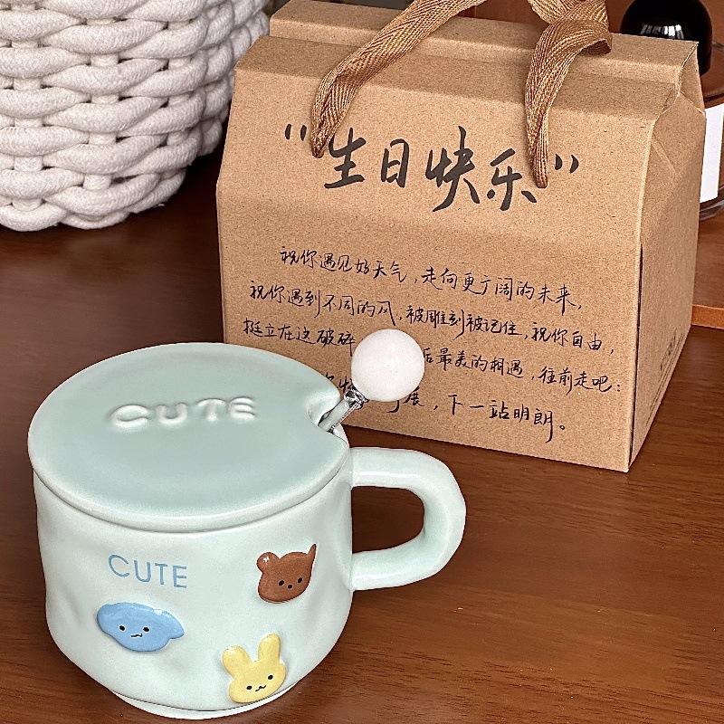 Hochwertige Cartoon-Tasse für beste Freundin Geburtstagsgeschenk für Mädchen Praktische Keramiktasse Frau Geschenk Souvenir