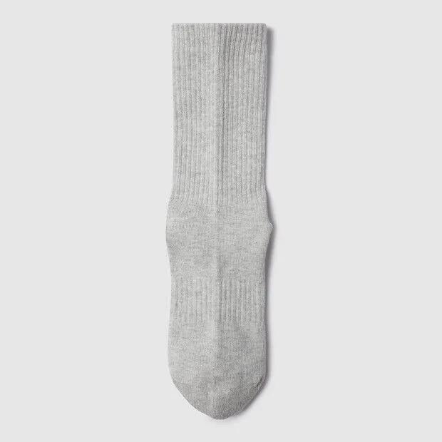 Vertical Wording Cushioning Crew Socks Grey UR323CSC91