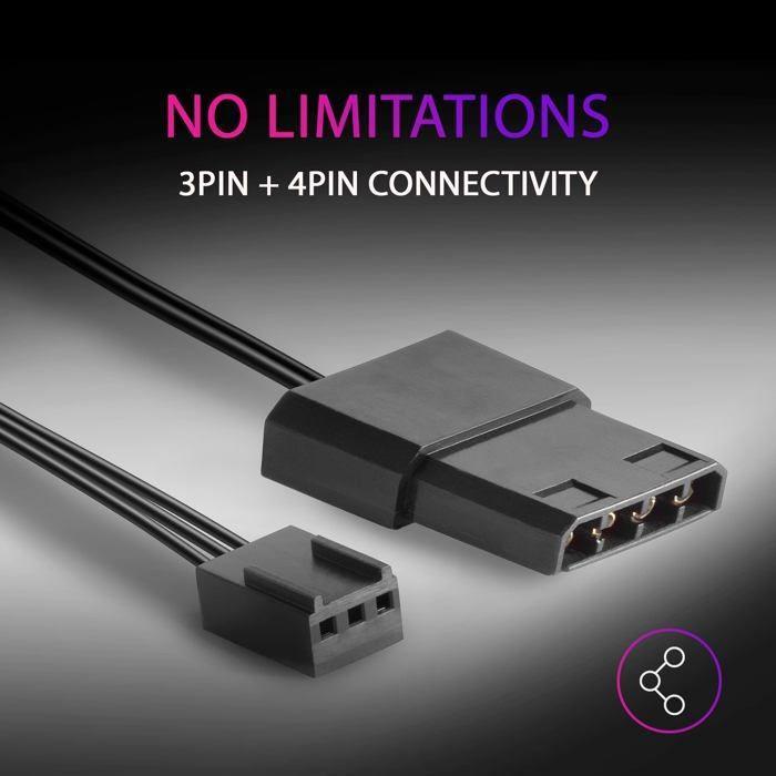 Ventilateur - Marsgaming - MFDUOW - 12 cm - Ultra-Silencieux - Double Connexion 3PIN + 4PIN