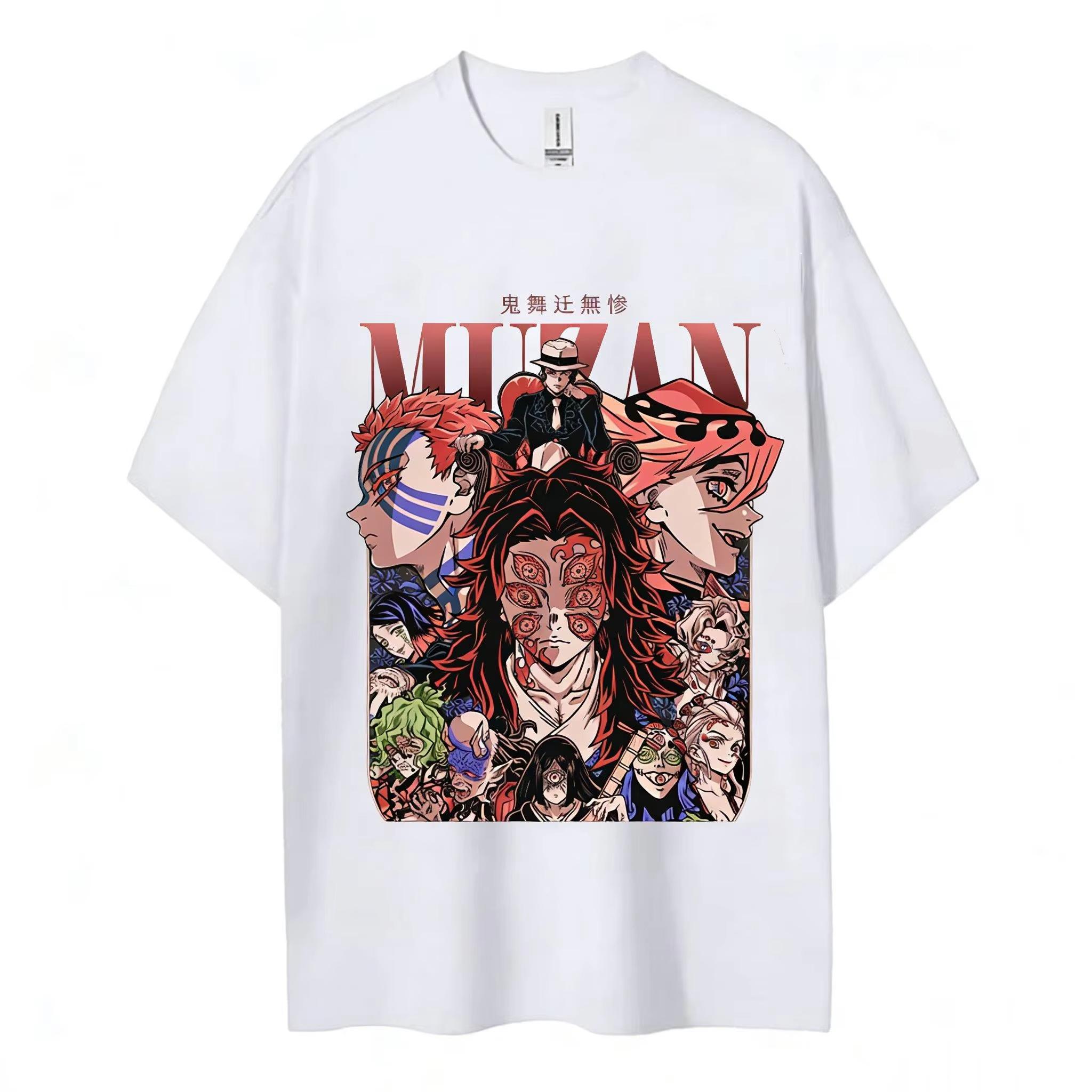 

2026 summer New pure cotton Demon Slayer pattern Loose trend Short Sleeve Tshirt Pure Cotton Round NeckTop street fashion shirt L