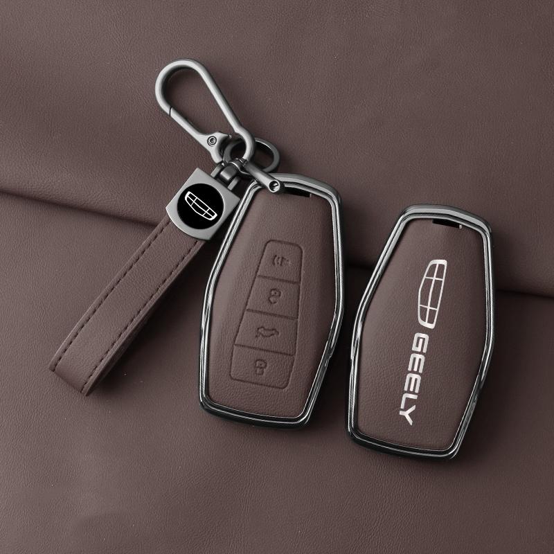 Car Key Case For Geely Cool X6 Emgrand Global Eagle Gx7 Car Remote Key Fob Zinc Alloy Leather Case Cover