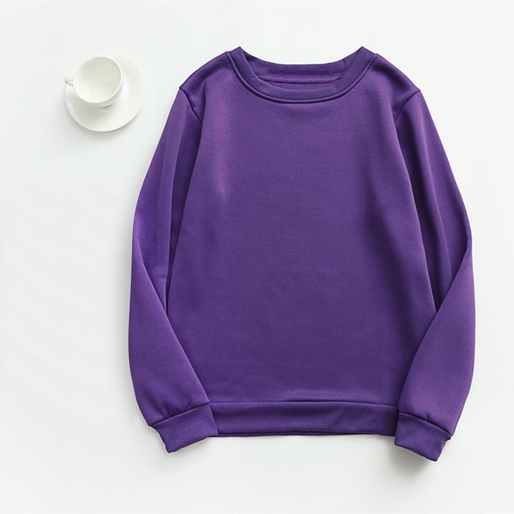 Women's Autumn And Winter Round Neck Long Sleeve Top Solid Color Casual Hoodie