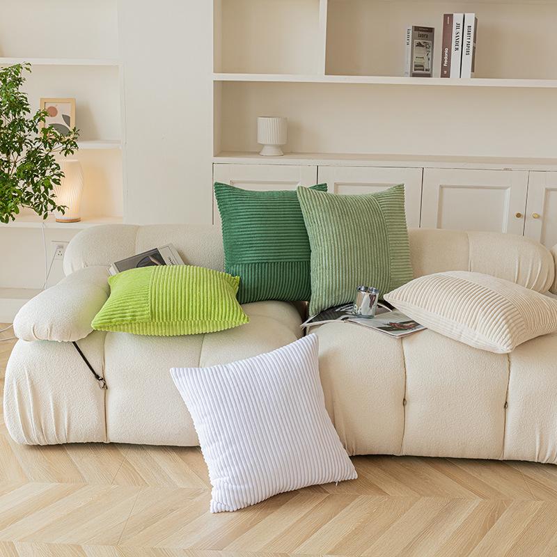 Funda de cojín de pana a rayas: Funda de Almohada Patchwork para Sofá, Decoración de Sala de Estar, Sin Relleno