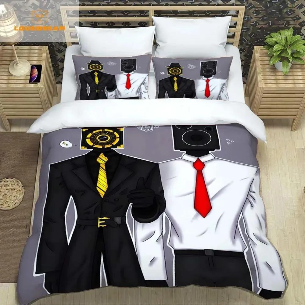 Skibidi Toilet Funny Kprl Speaker Cartoon Duvet Case Pillowcase Bedding Set Twin Full King for Boys Adults Bedroom