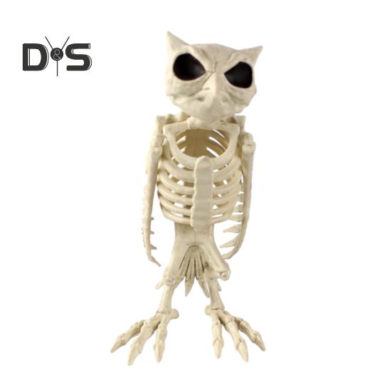 Halloween Skeleton Owl Decoration Realistic 12" Skeleton Animal Figure Plastic Owl Bone Model for Haunted House Party Decor