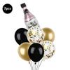 7-Piece Black Gold Sequins Happy New Year Happy New Year Theme Latex Aluminum Film Lift-Off Balloon Combination