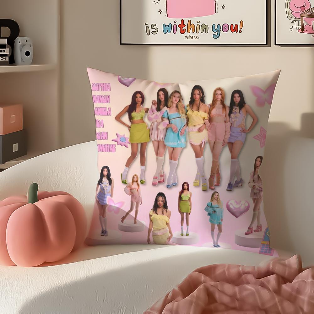 Pop Girl Group KKATSEYE Cushion Cover Pillowcase Short Plush Invisible zipper Room Sofa Cushion Cover
