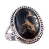 Natural Black Copper Turquoise Gemstone 925 Solid Sterling Silver Ring S.8 u8U10