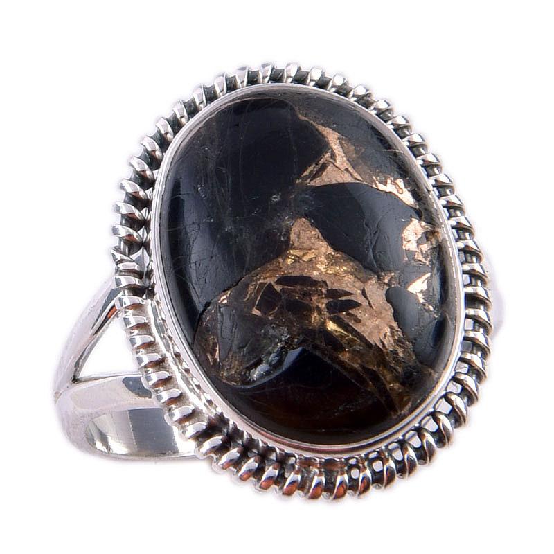 Natural Black Copper Turquoise Gemstone 925 Solid Sterling Silver Ring S.8 u8U10