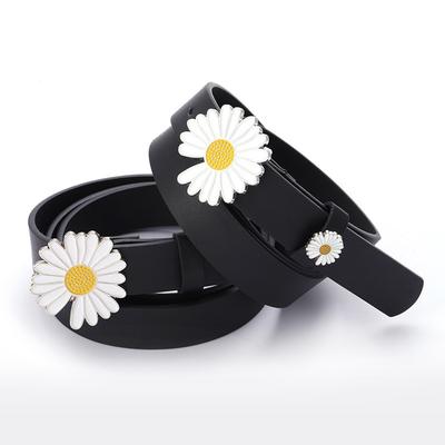Ceinture à boucle Daisy Femme Cuir Imitation Boucle en Alliage Nouvelle Ceinture Décontractée Jeans Mode Robe Ceinture Femme