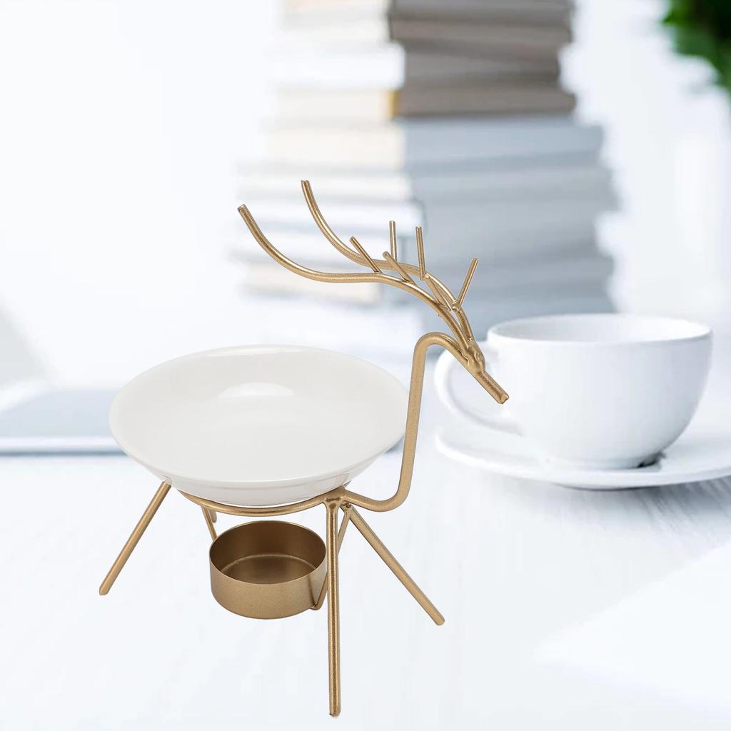 Ceramic Tealight Candle Holder Wax Melt Warmer Deer Shape Iron Home Decoration Vintage Essential Oil