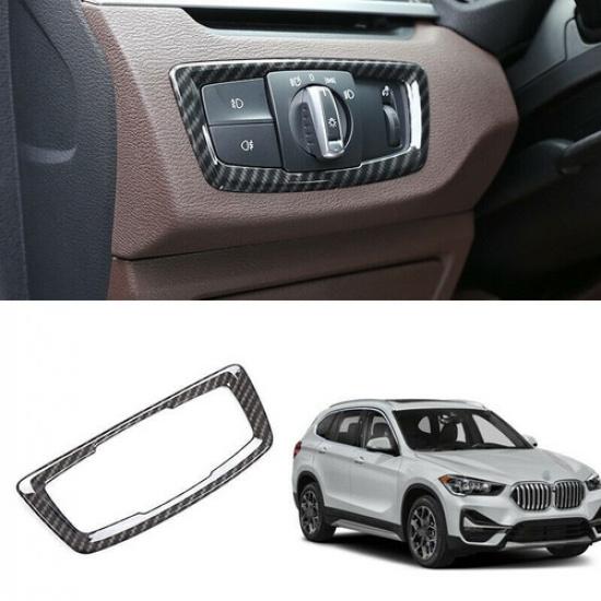 For BMW X1 2016- F48 carbon fiber headlight switch frame cover trim 1pcs