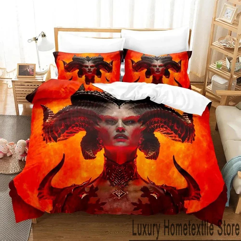 3D-tryck Diablo IV Spel Sängkläder Set Påslakan Sängset Täcke Örngott Täcke king Queen Size Pojkar Vuxna Sängkläder