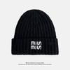 Korean Style Knitted Hat for Women Winter Warm Ear Protection Hooded Hat Thickened Windproof and Cold Protection Ear Protection Hat Letter Woolen Hat