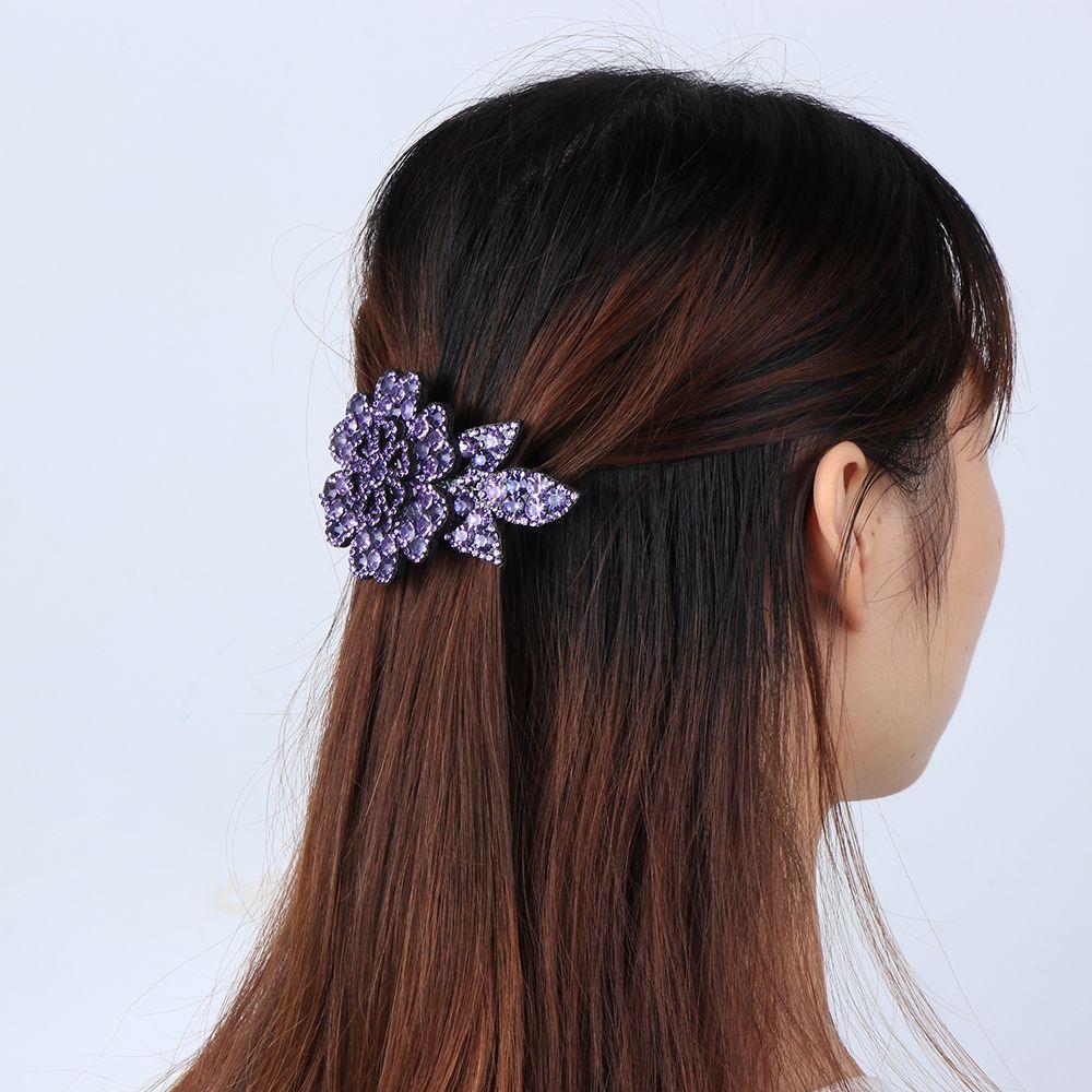 Flexible Women's Fashion Barrette Headwear Rhinestone Hair Clip Hairgrip Hairpins Crystal Flower