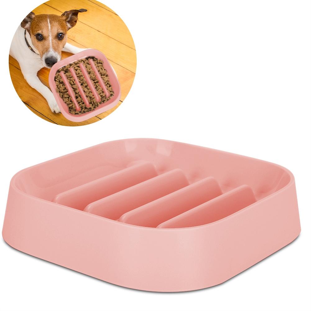 Food Grade Plastic   Shape Pet Slow Food Anti Choking Feeding Bowl Supplies with Bottom Anti-Skid Pad for Cats Dogs(Blue )
