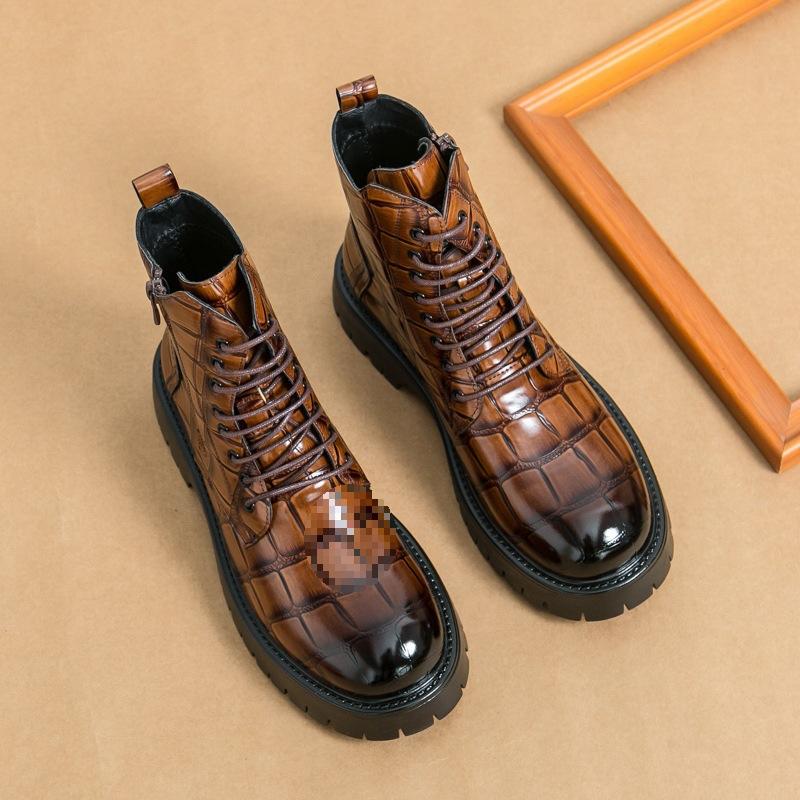 

Мужская кожаная обувь мужские ботинки кожаные ботинки-локомотивы Мартин мужские рабочие ботинки с высоким голенищем короткие ботинки модный британский стиль новые модели 46