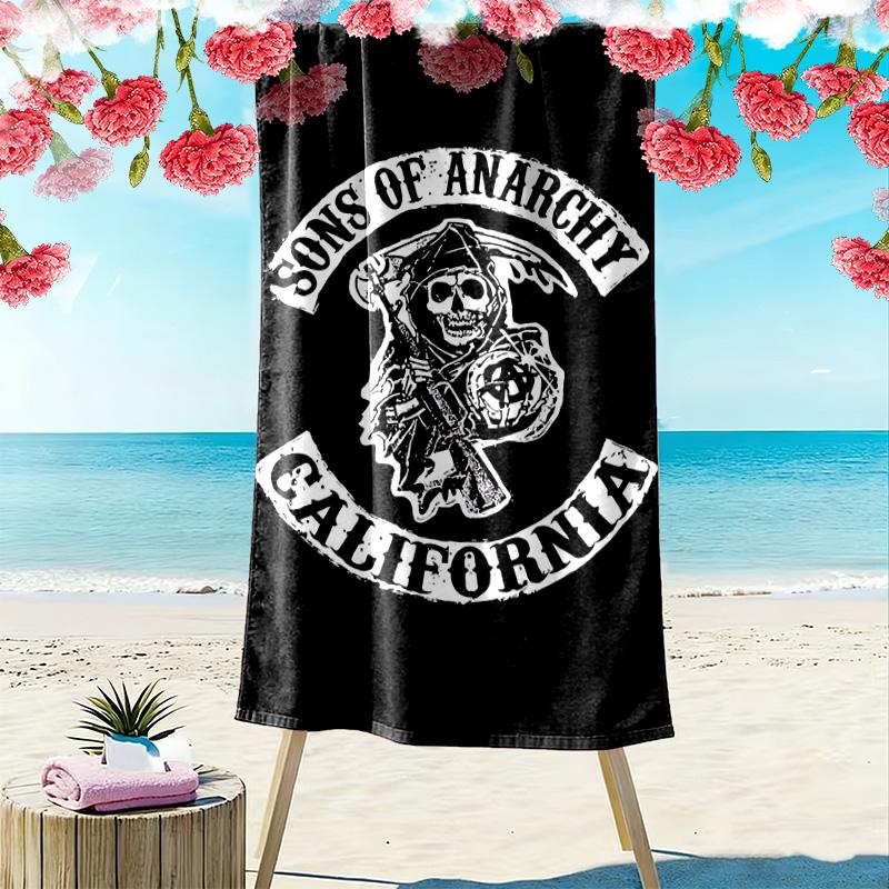 Sons Anarchy: Brotherhood Rebellion Beach Towel Soft Portable for Travel Seaside Outdoor Pool Towel Absorbent Bath Towel Fashion