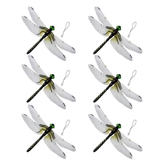 3D Simulation Dragonfly Outdoor Fake Dragonfly with Keychain Artificial Insect Model for Garden Yard Courtyard Patio Flower Beds