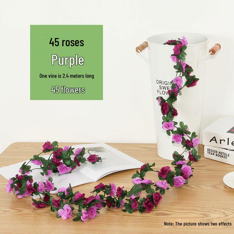 Two-Color Peony Rose Vine with 45 Heads for Air Conditioner Concealment and Soft Decoration