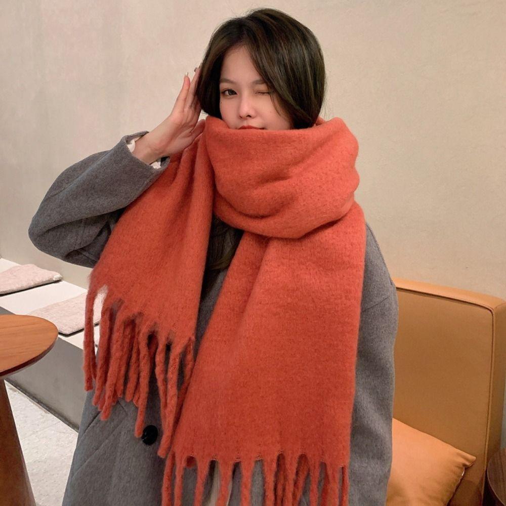 Soft Winter Cashmere Scarf Solid Color Shawl Wrap New Long Tassel Scarves Women