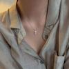 Elegant Cubic Zirconia Cross Pendant Necklace Titanium Steel Neck Chain Jewelry for Daily Wear Gift Giving