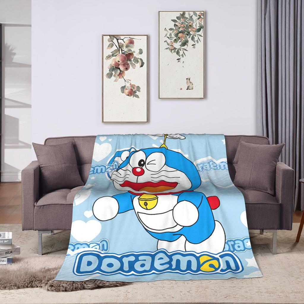 Doraemons Blankets Blue Robot Cat Warm Graphic Plush Throw Blanket For Girls Boys Outdoor Flannel Bedspread Bed Cover