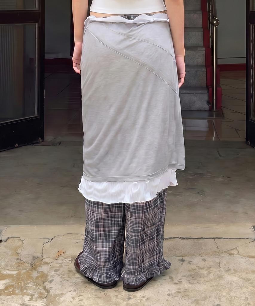 Daiaegeuneol Wrinkled Sheer Skirt (Grey)