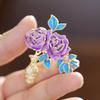 Chinese-style Peony Vase Brooch, High-end Women's Exquisite Enamel Brooch, Niche Design Sense Brooch