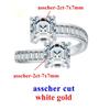 2CT Asscher Moissanite Diamond D Color Women's Ring S925 Sterling Sliver 18K White Gold Square Rings Fine Jewelry for Women