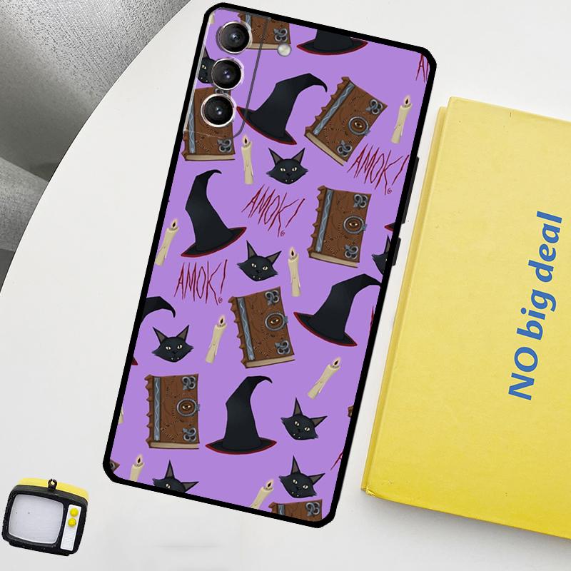 Witch Black Cat Phone Case For Samsung Galaxy S25 Ultra S20 S21 S22 S23 Plus S24 Ultra S9 S10 S25 FE Cover