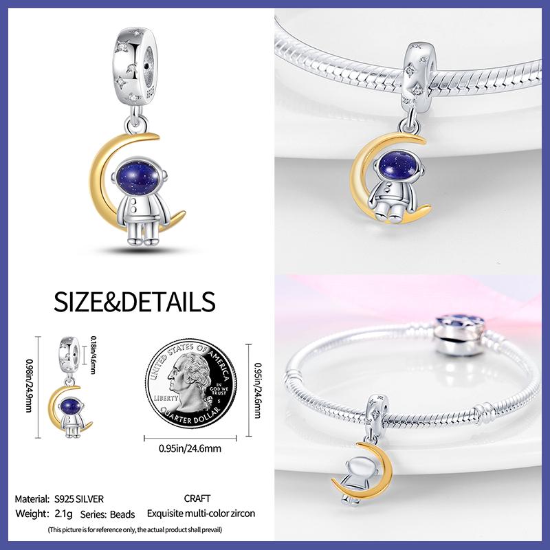 Fashion Copper Astronaut Space Series Charms Beads Fit Qikaola Original Bracelets Diy Anniversary Jewelry