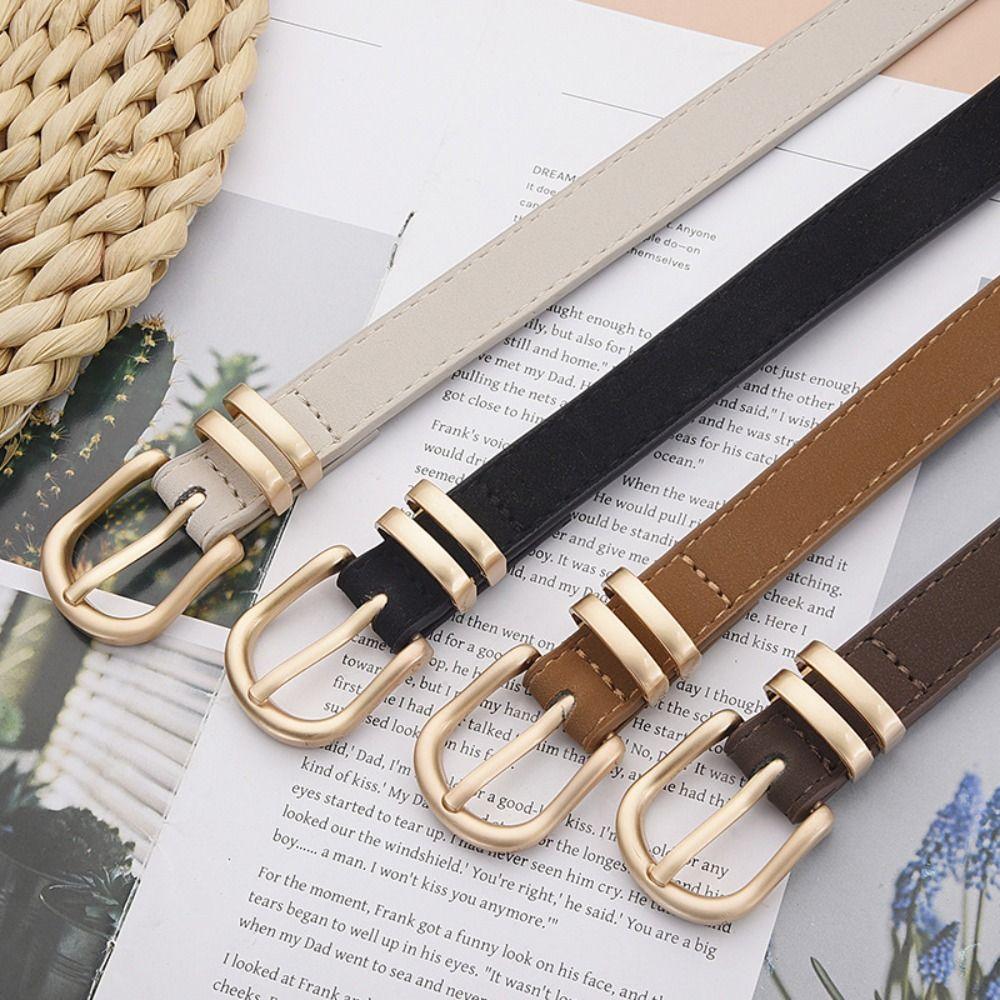 Pin Buckle Business Waist Belt Luxury Design Frosted Waistband Suede Leather Belt  For Women