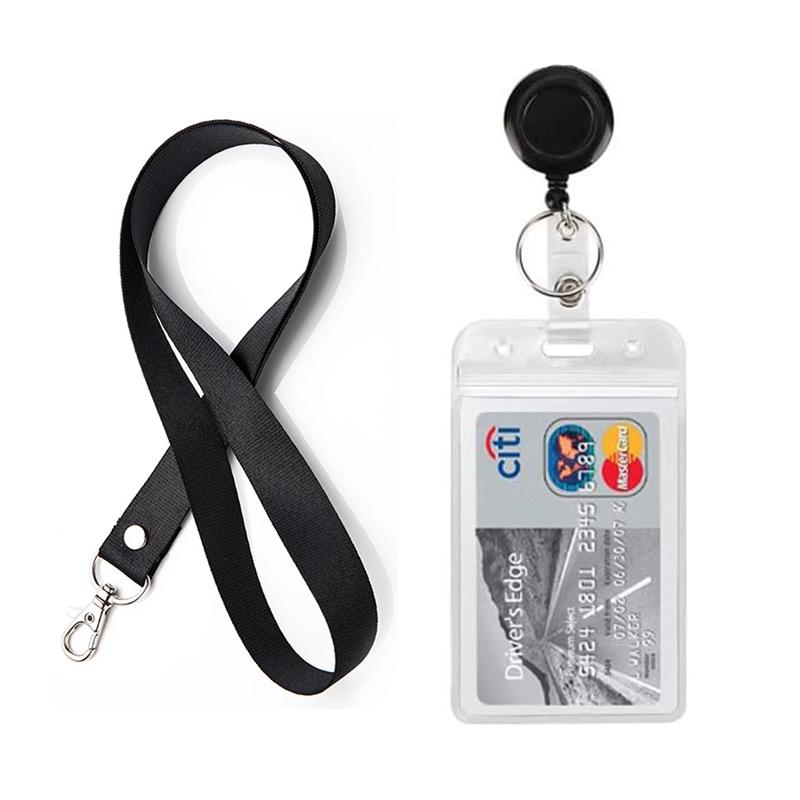 Name Card Holder Keychain Staff Accessories Badges Set Lanyard ID Card Holder Neck Strap Business Card Holde Key Holder Landyard