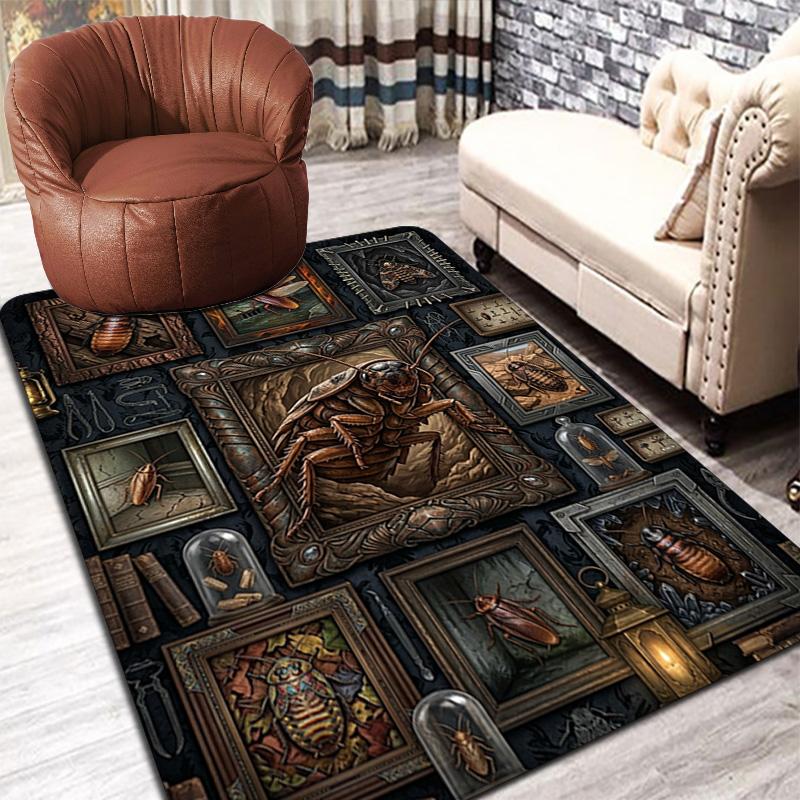 Insect Taxidermy Collection Pattern Rug Floor Mat for Living Room or Bedroom Soft and Comfortable Carpet a Gift for Birthday and Holiday.