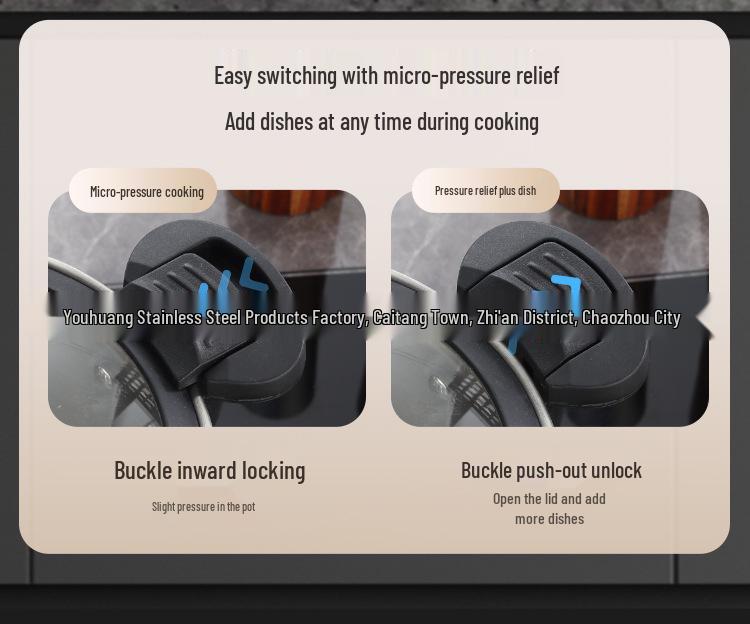 Multi-Functional 304 Stainless Steel Micro-Pressure Soup Pot, Compatible with Induction and Gas Stoves, Five-Layer Steel Composite Base.