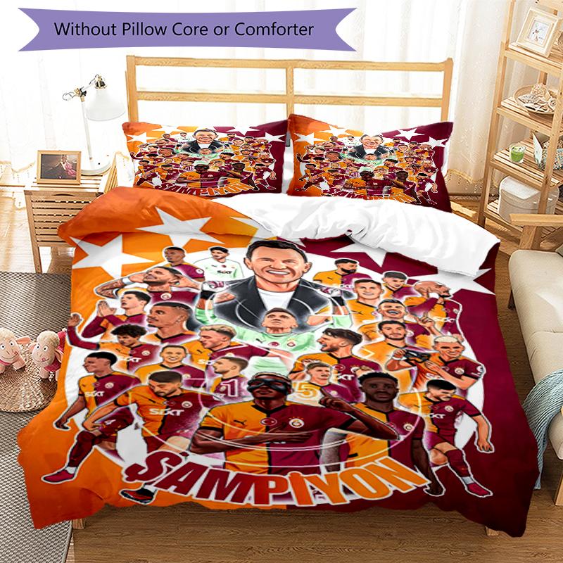3pcs Football Team (2) Design Cover Set - HD Printed Bedding with 1 Cover and 2 Pillowcases - Perfect for Home and Dorm Decor