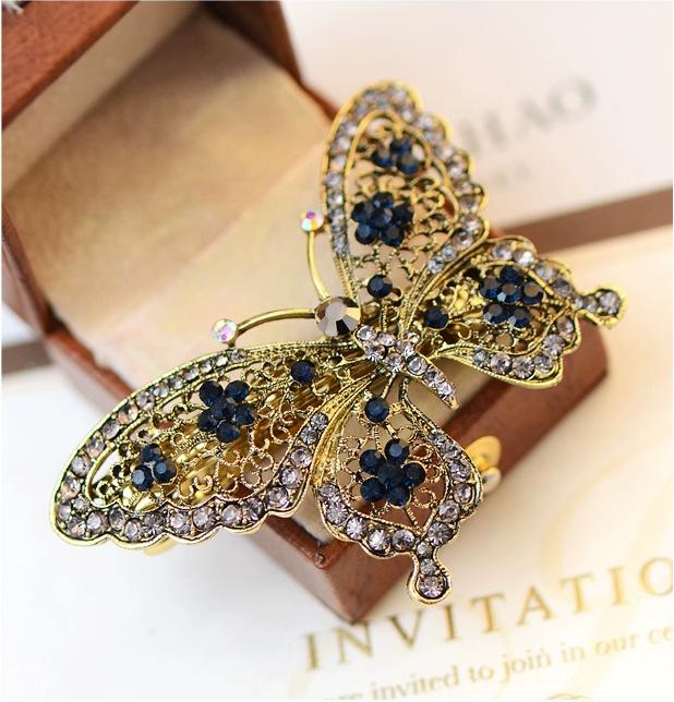 

Ретро-заколка-бабочка со стразами - высококачественный корейский аксессуар для волос из сплава