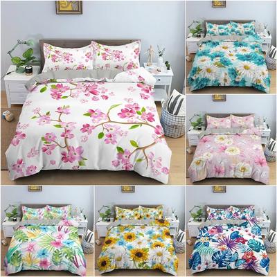 Bellissimo Set Biancheria da Letto con Fiori Floreali Lussuoso Set Copripiumino Morbido Copripiumino Stampato in 3D per Camera da Letto King Twin Decorazione Casa