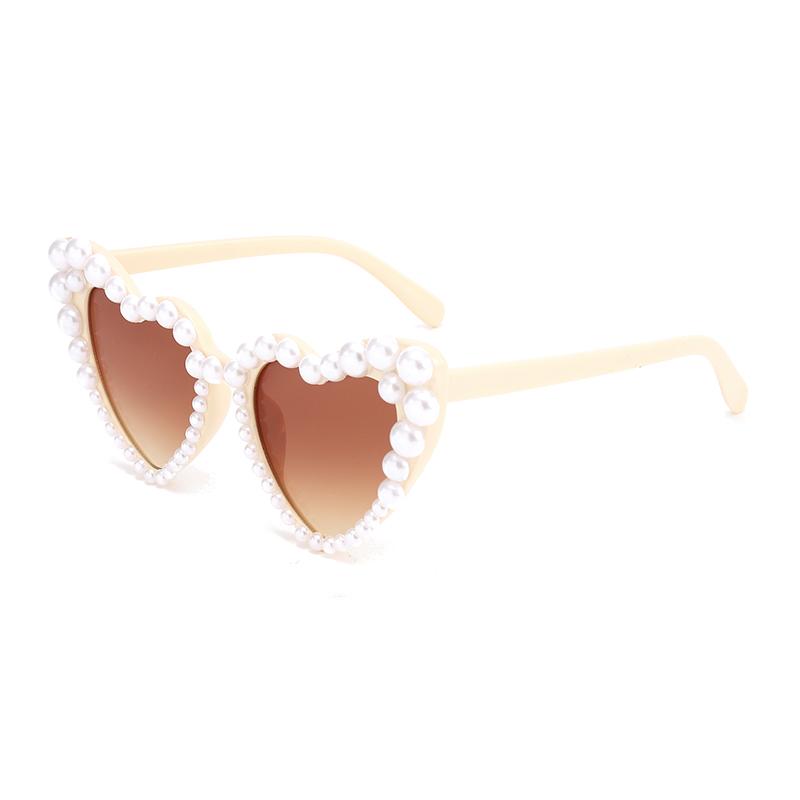 1pc pearl peach heart sunglasses heart-shaped personality versatile high-quality and fashionable women's sunglasses
