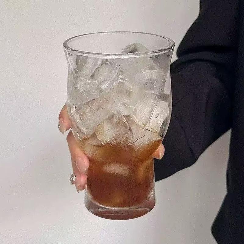 

600Ml Glass Cup Internet Celebrity Wide Mouth Cup Coffee Cup Transparent Cocktail Bar Drink Soda Juice Cup Cup Drinkware A
