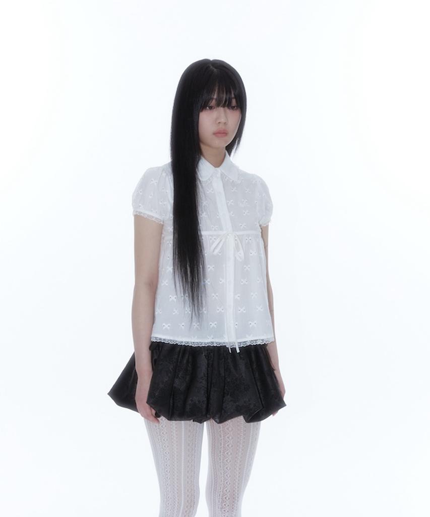 Kasiko Puff Sleeve Lace Shirt White